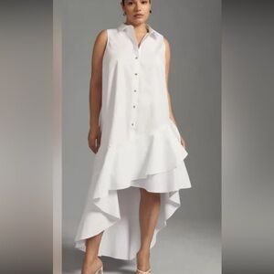 Anthropologie Maeve White asymmetrical dress
